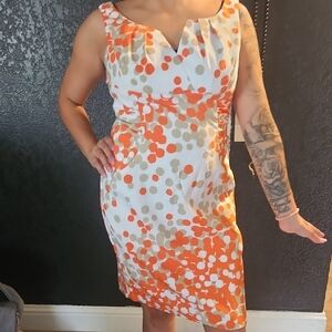 Ronni Nicole White and Orange Polka Dot Mini Dress